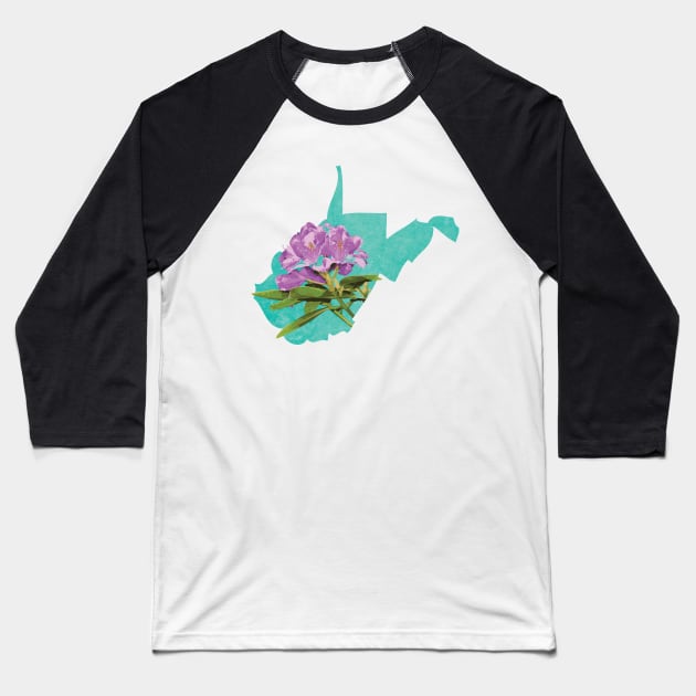 West Virginia Rhododendron Baseball T-Shirt by Lavenderbuttons